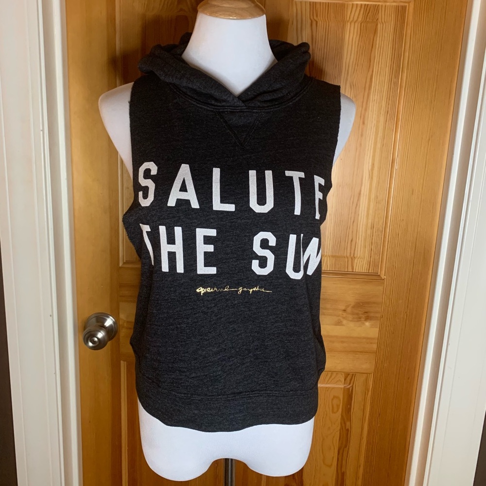 Salute The Sun graphic hooded sweatshirt tank.